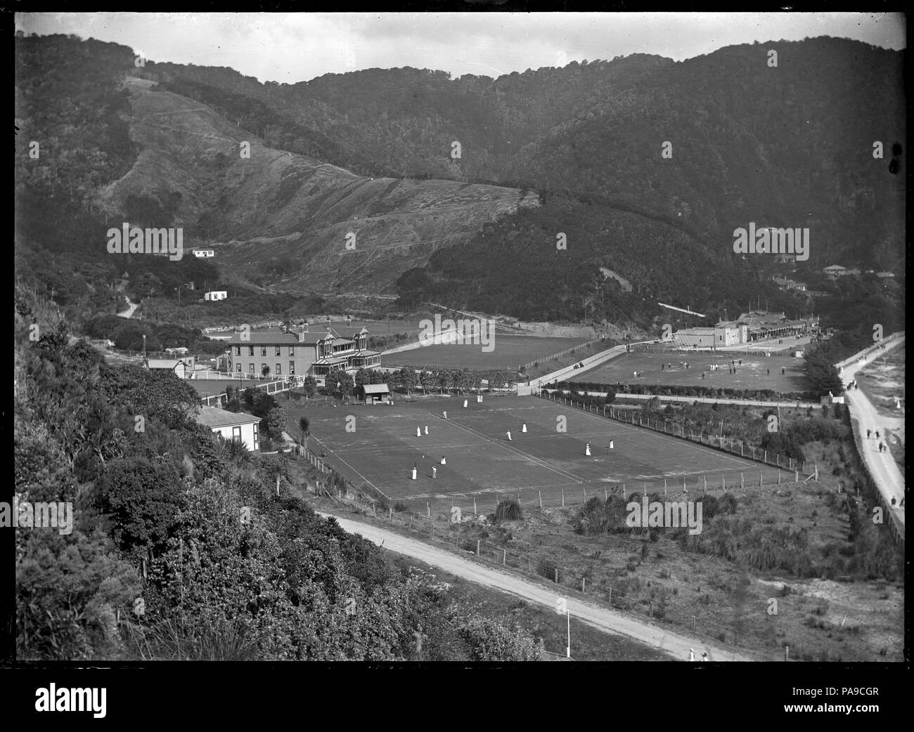 Donnant sur 189 jours's Bay House et un terrain de croquet, jours Bay, 283623 ATLIB Eastbourne Banque D'Images