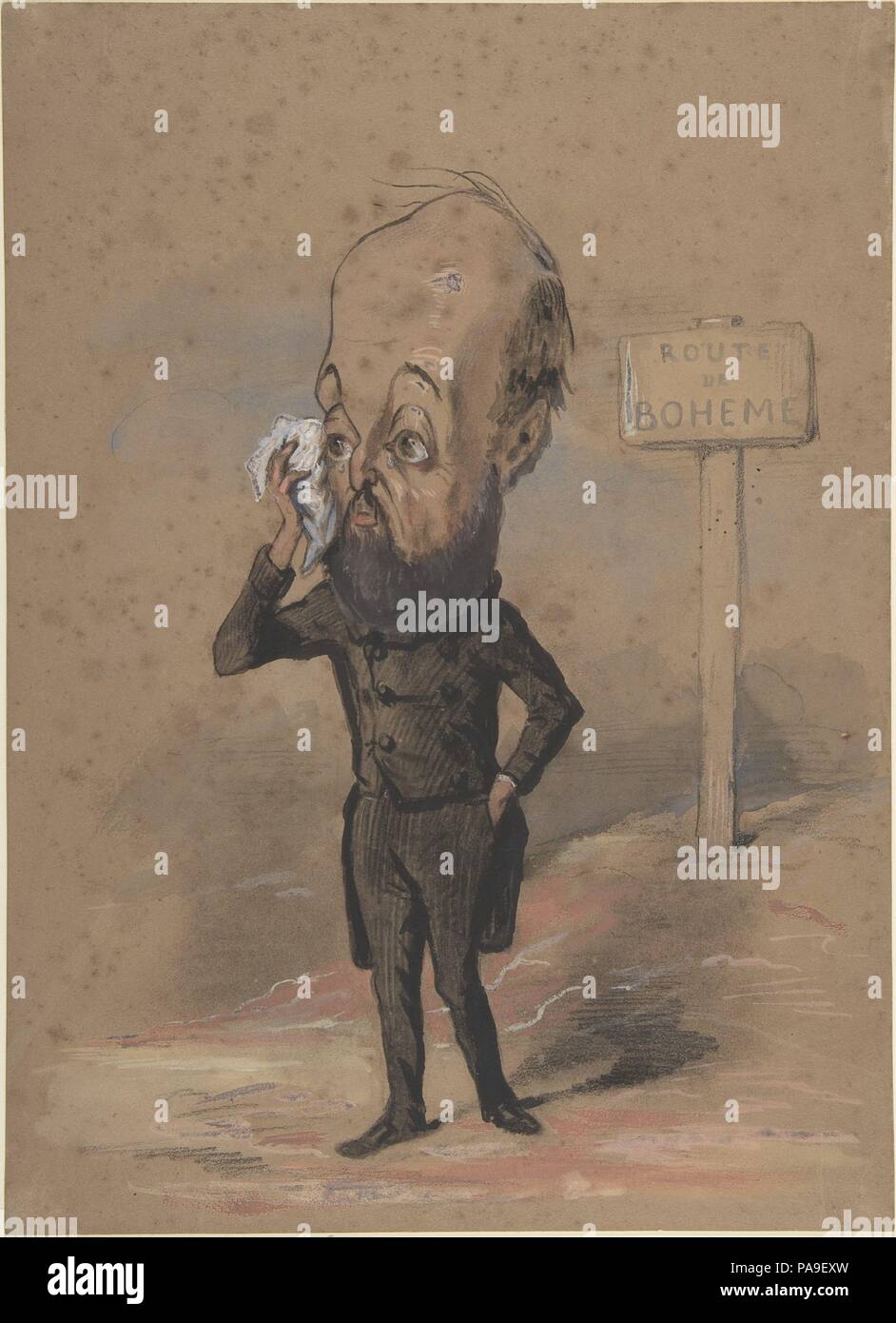 Caricature de Henri Mürger. Artiste : Nadar (français, Paris 1820-1910 Paris). Dimensions : 12 x 9 3/8 in. (31,4 x 22,9 cm). Sitter : Portrait de Henri Murger (Français, 1822-1861). Date : 1849-61. Musée : Metropolitan Museum of Art, New York, USA. Banque D'Images