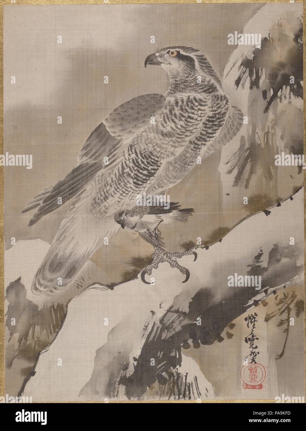 Eagle Holding Petit Oiseau Artiste Kawanabe Kyosai