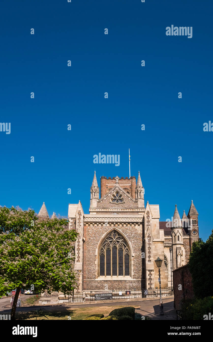 La cathédrale et église abbatiale de Saint Alban, St Albans, Hertfordshire, Angleterre, Royaume-Uni Banque D'Images
