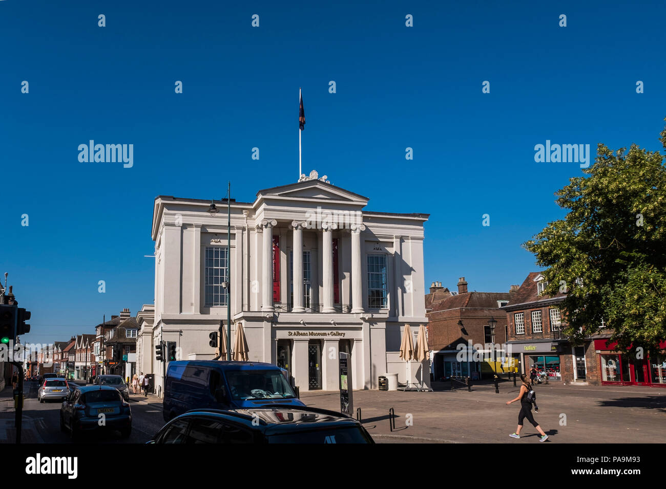 St Albans  + Musée des beaux-arts installé dans l'ancien hôtel de ville, St.Peter's street, St Albans, Hertfordshire, Angleterre, Royaume-Uni Banque D'Images