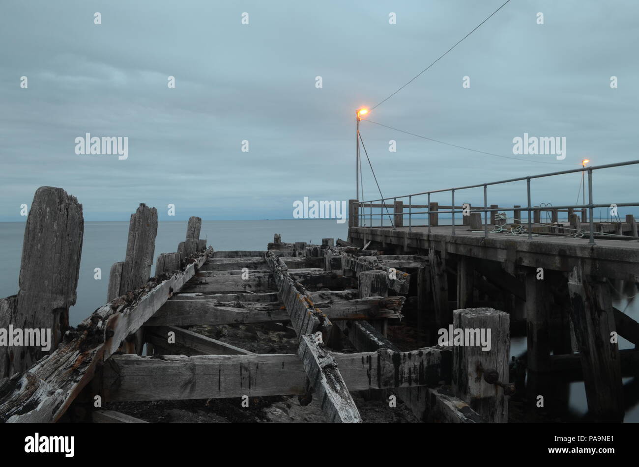 Les ruines de parties de Golspie jetée sur la côte est de l'Ecosse, Royaume-Uni Banque D'Images