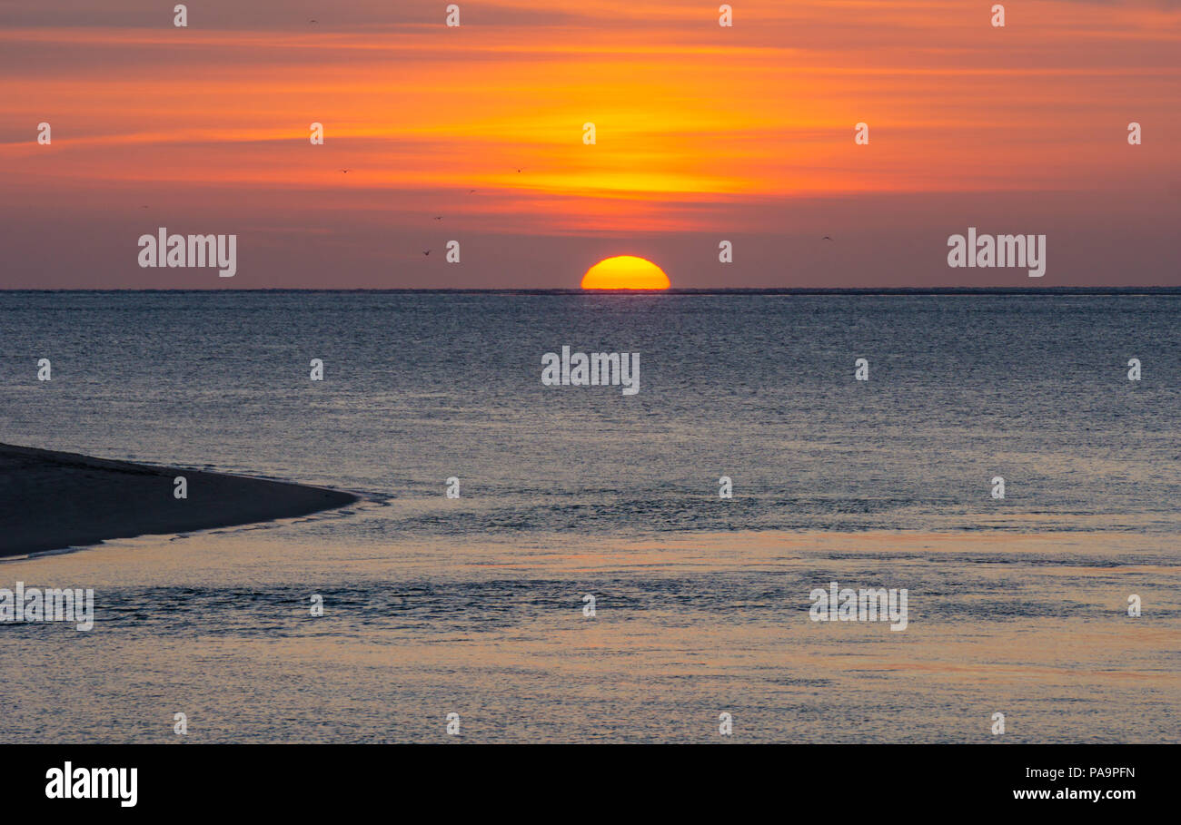Coucher du soleil sur l'île de Sylt, Allemagne Banque D'Images