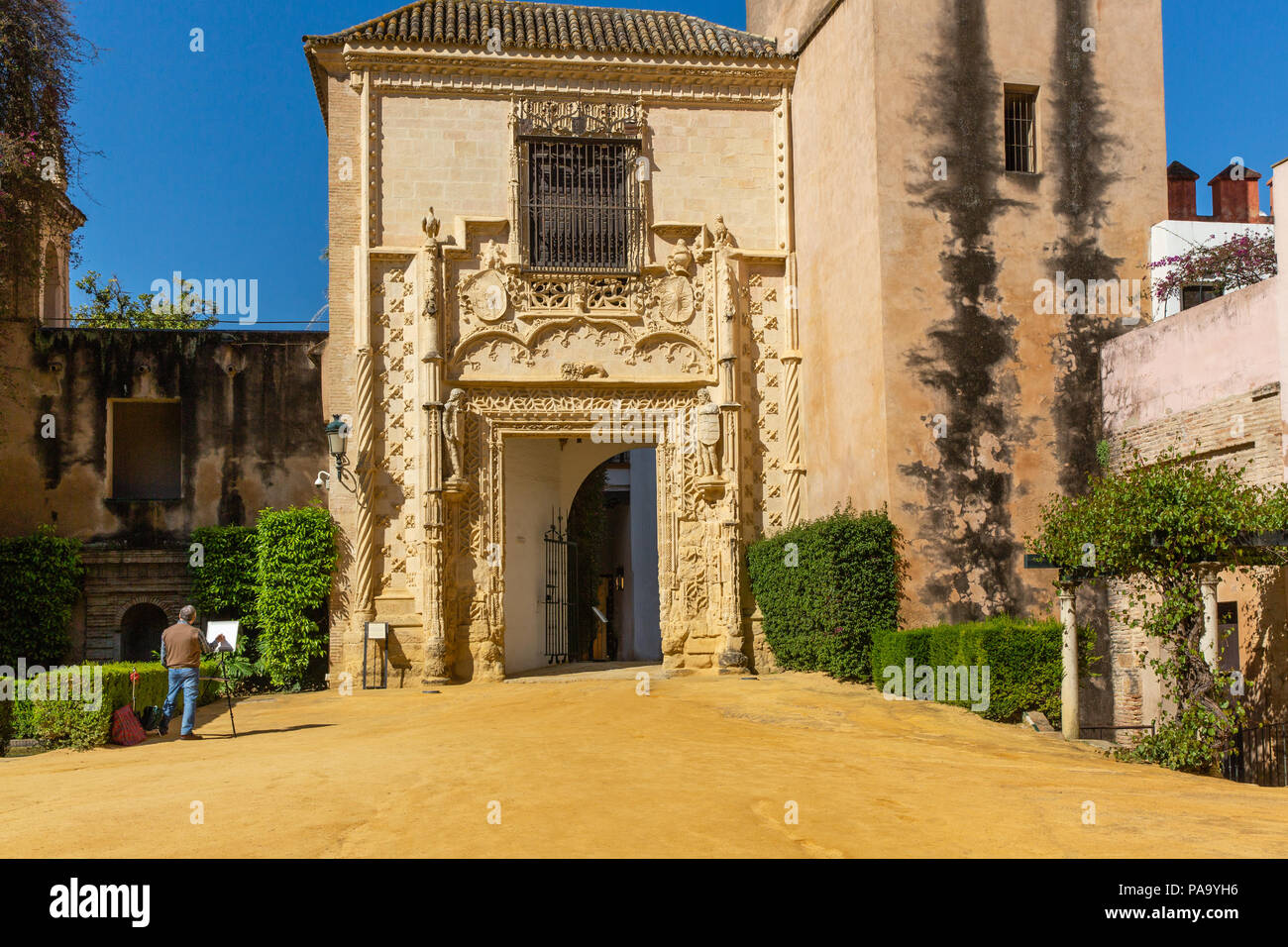 Un croquis de l'artiste l'une des portes dans l'Alcázar de Séville Banque D'Images