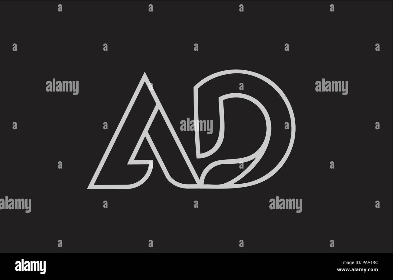 Lettre alphabet noir et blanc d'une combinaison ad logo design adapté pour une société ou entreprise Illustration de Vecteur