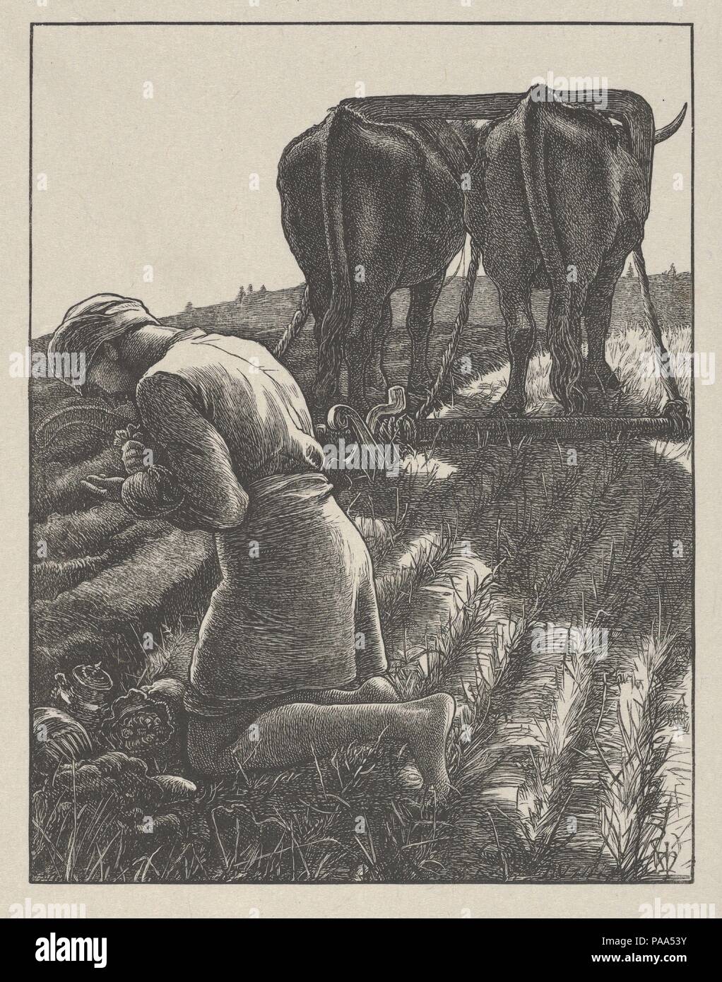 Le trésor caché (Les Paraboles de notre Seigneur et Sauveur Jésus Christ). Artiste : D'après sir John Everett Millais (British, Southampton 1829-1896 Londres). Dimensions : image : 5 1/2 x 4 5/16 in. (13,9 x 10,9 cm) : Feuille 7 x 5/16 6 1/16 in. (18,6 x 15,4 cm). Graveur : gravés et imprimés par Dalziel Brothers (britannique, 1839-1893) active. Date : 1864. Il a fallu sept ans pour concevoir Millais vingt images inspirées par des paraboles du Nouveau Testament pour le Dalziel Brothers, et les tirages sont considérés comme bois de pinacles illustration gravée. L'artiste a écrit à ses éditeurs, 'Je peux le faire appeler ordinaires Banque D'Images