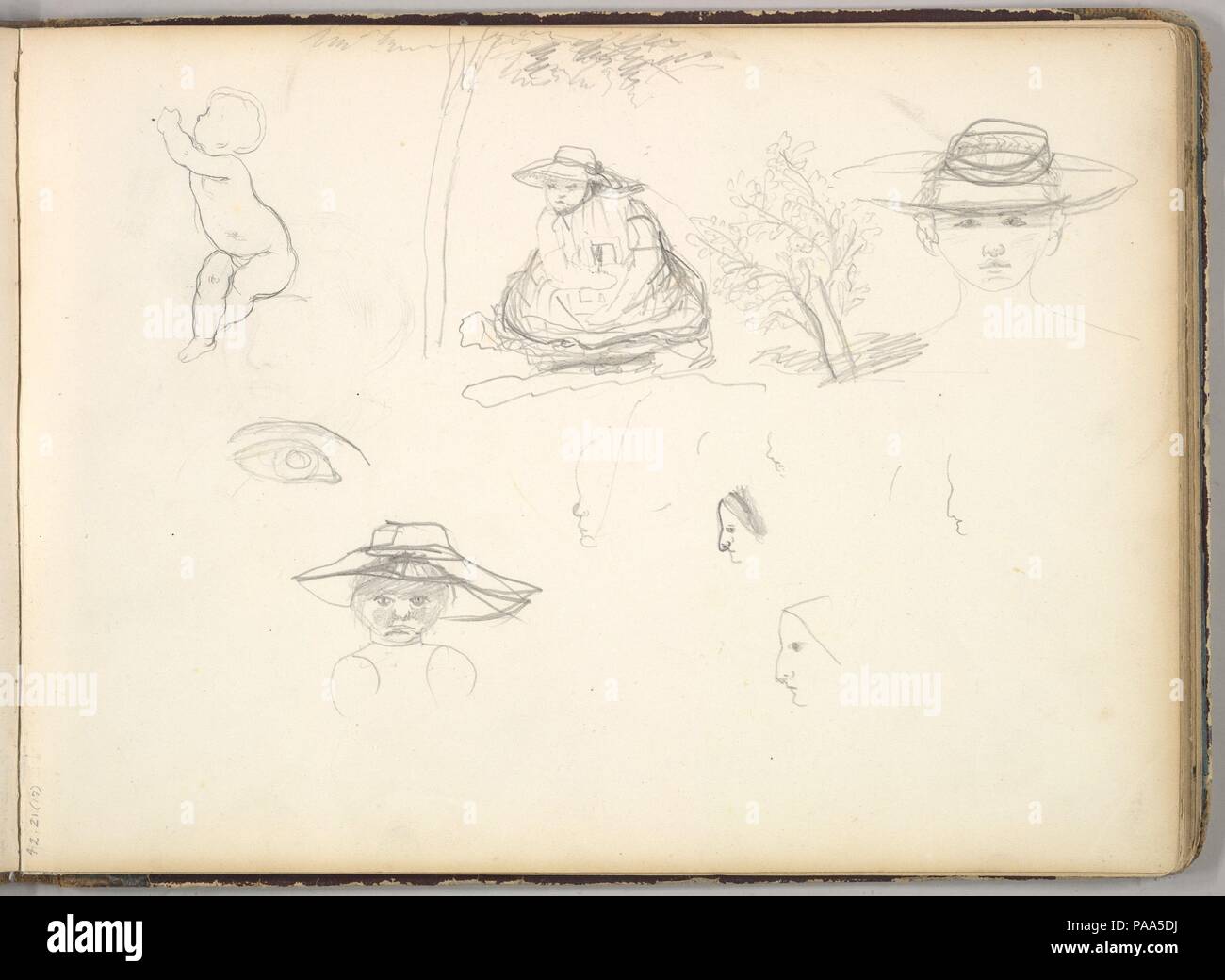 Esquisses de chiffres (en carnet de croquis avec vingt-six esquisses). Artiste : Frédéric, Lord Leighton (British, Scarborough 1830-1896 Londres). Fiche Technique Dimensions : (page) : 7 7/8 x 10 7/8 in. (20 x 27,6 cm). Date : 1860. Musée : Metropolitan Museum of Art, New York, USA. Banque D'Images