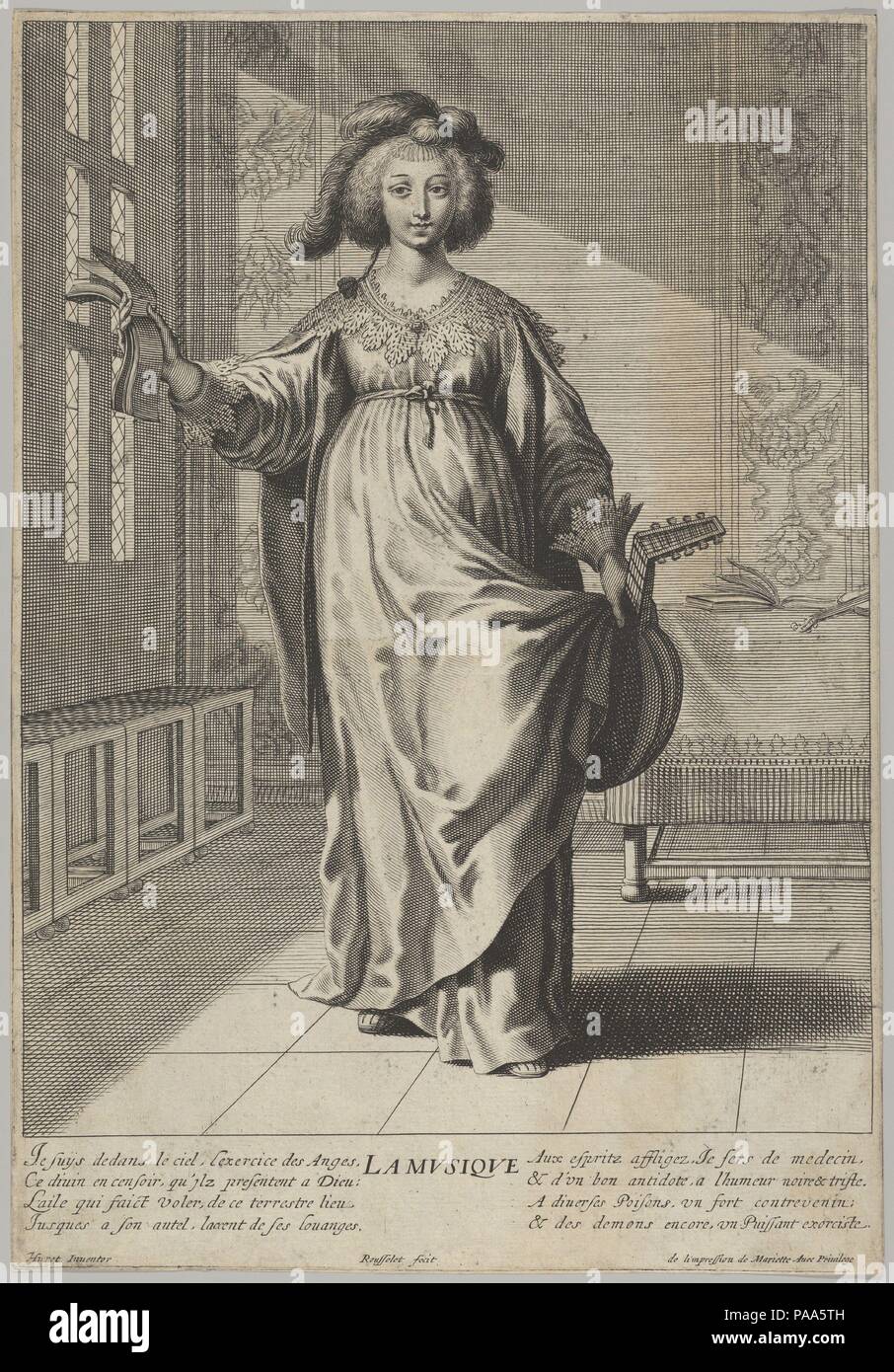 La musique. Artiste : Gilles Rousselet (français, Paris 1614-1686 Paris) ; Après Grégoire Huret (Français, Lyon 1606-1670 Paris). Fiche Technique : Dimensions : 12 × 1/16 8 3/8 in. (30,6 × 21,3 cm). Editeur : François Langlois (français, baptisé Chartres, Paris 1588-1647). Series/portefeuille : les arts liberaux. Date : le 17e siècle. Musée : Metropolitan Museum of Art, New York, USA. Banque D'Images