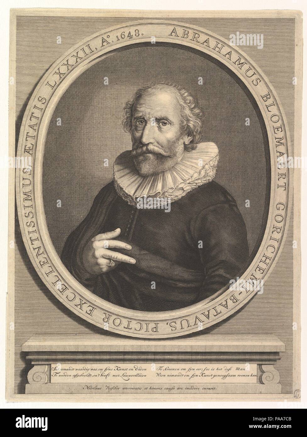 Portrait d'Abraham Bloemaert. Artiste : Nicolas Visscher I (Néerlandais, Amsterdam Amsterdam 1618-1679). Fiche technique : Dimensions : 12 1/8 x 9 3/16 in. (31 x 23,2 cm) plaque : 12 x 9 in. (30,5 x 22,8 cm). Date : le 17e siècle. Musée : Metropolitan Museum of Art, New York, USA. Banque D'Images