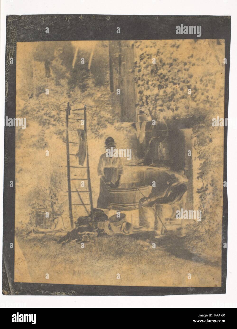 La Blanchisserie. Artiste : Louis-Adolphe Humbert de Molard (français, Paris 1800-1874). Image : 5 Dimensions : 13/16 × 5 5/16 in. (14,7 × 13,5 cm). Date : 1840. Musée : Metropolitan Museum of Art, New York, USA. Banque D'Images