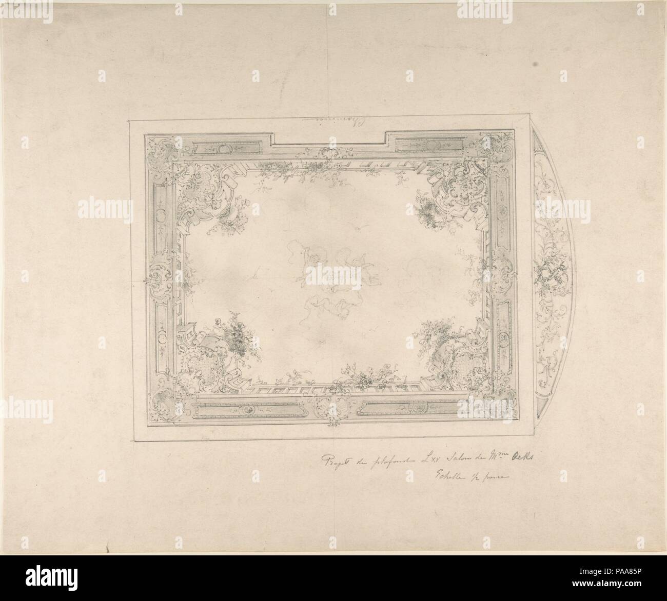 Conception pour plafond. Artiste : Charles Monblond (Français, 19e siècle). Dimensions : 18 3/4 x 13 dans 11/16. (47,6 x 34,7 cm). Date : du 19e siècle. Musée : Metropolitan Museum of Art, New York, USA. Banque D'Images