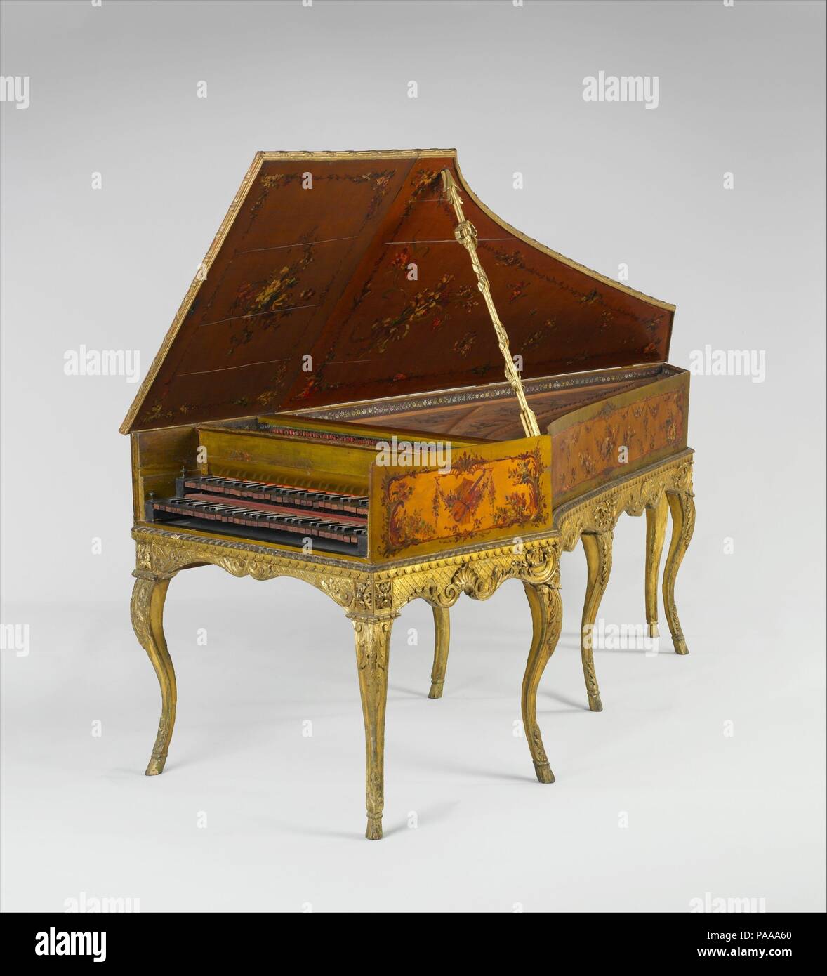 Le clavecin. Culture : le français. Dimensions : L. 238,7 cm 90,1 cm, W.,  D. 26,5 cm, 3 d'octave span 47,2 cm, longueur de sonde (paire de plus loin,  plumaison points) :