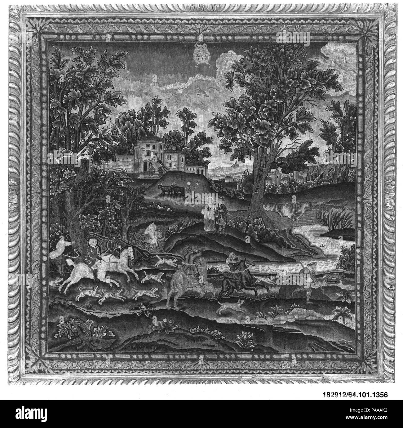 Le Chase. Culture : British. Dimensions : H. 47 x 47 pouces (W. 119,4 x 119,4 cm) ; Produits : H. 49 x 50 3/4 pouces (126,4 W. x 127,0 cm). Date : 1730. Musée : Metropolitan Museum of Art, New York, USA. Banque D'Images