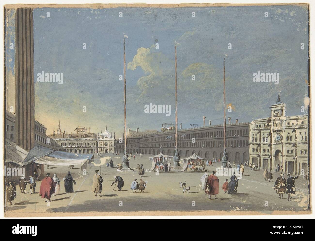 La Piazza San Marco en direction de San Giacomo. Artiste : attribué à Giacomo GUARDI (Italien, Venise Venise 1764-1835 ( ?) ( ?) ( ?). Dimensions : 3 x 4 7/16 en 15-16. (8,7 x 12,6 cm). Date : 1764-1835. Musée : Metropolitan Museum of Art, New York, USA. Banque D'Images