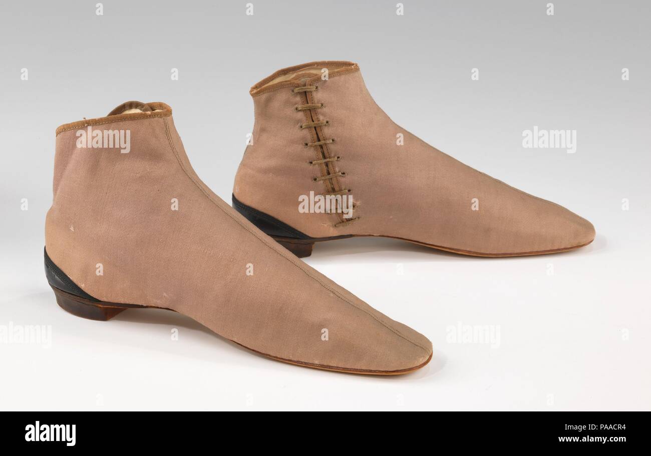 Des bottes. Culture : L'Américain. Date : 1855-65. Pour le pied féminin, le  démarrage de la cheville était le principal les chaussures d'extérieur à  partir des années 1830 aux années 1870, une