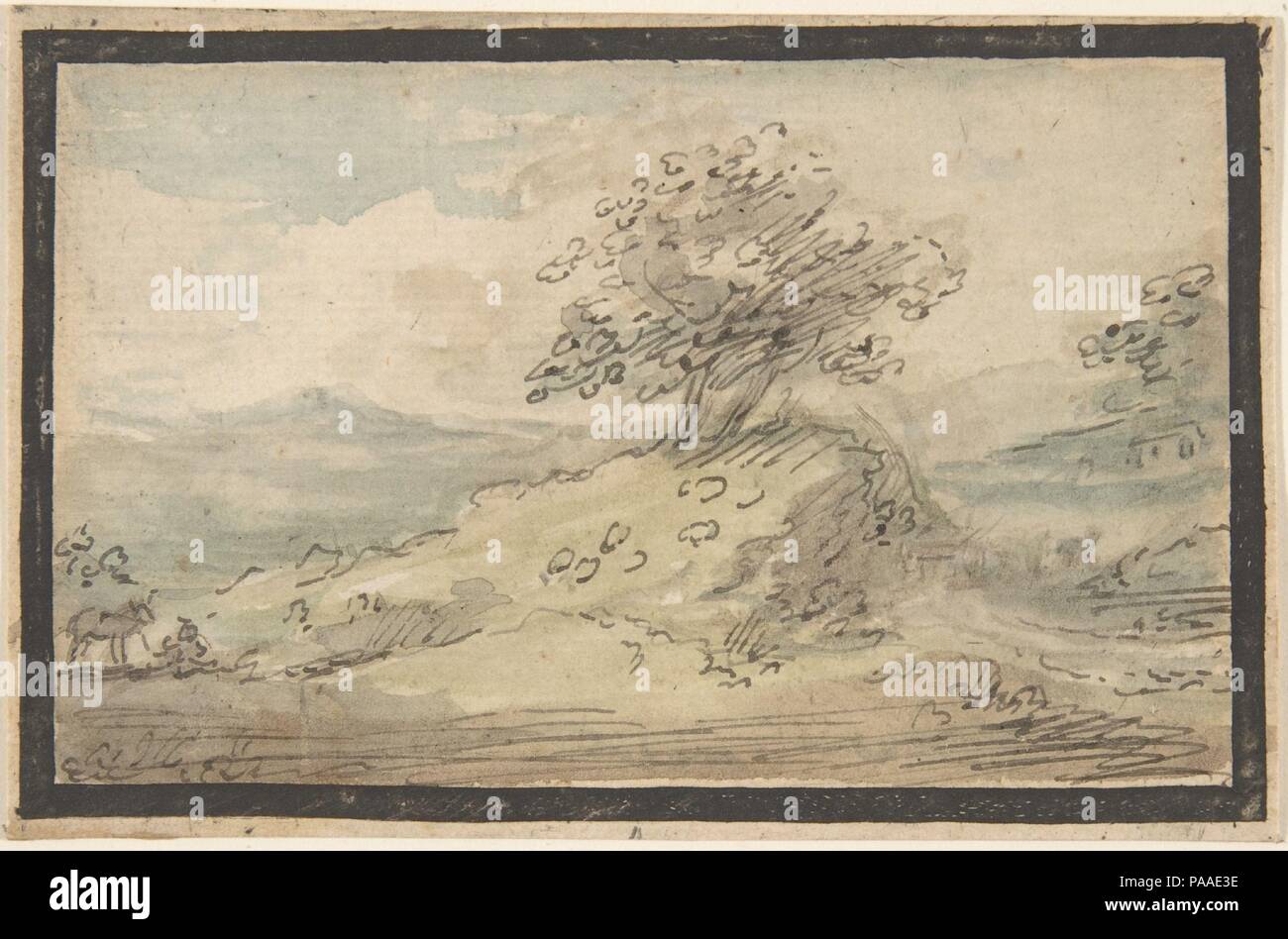 Paysage. Artiste : Samuel Shelley (britannique, Londres 1756-1808 Londres). Fiche technique : Dimensions : 2 5/8 x 4 1/4 in. (6,7 x 10,8 cm). Date : 1776-1808. Musée : Metropolitan Museum of Art, New York, USA. Banque D'Images