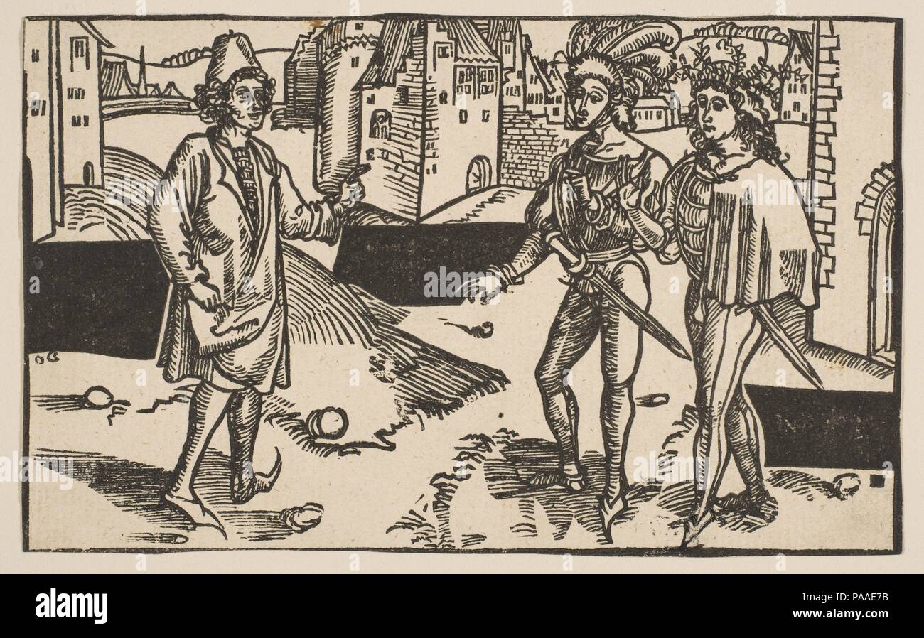 Andria, à partir de la comédie de Térence, réimpression du 19e siècle. Artiste : Albrecht Dürer (Nuremberg, Allemagne Nuremberg 1471-1528). Fiche technique : Dimensions : 3 1/2 x 5 5/8 in. (8,9 x 14,3 cm). Date : n.d.. Musée : Metropolitan Museum of Art, New York, USA. Banque D'Images