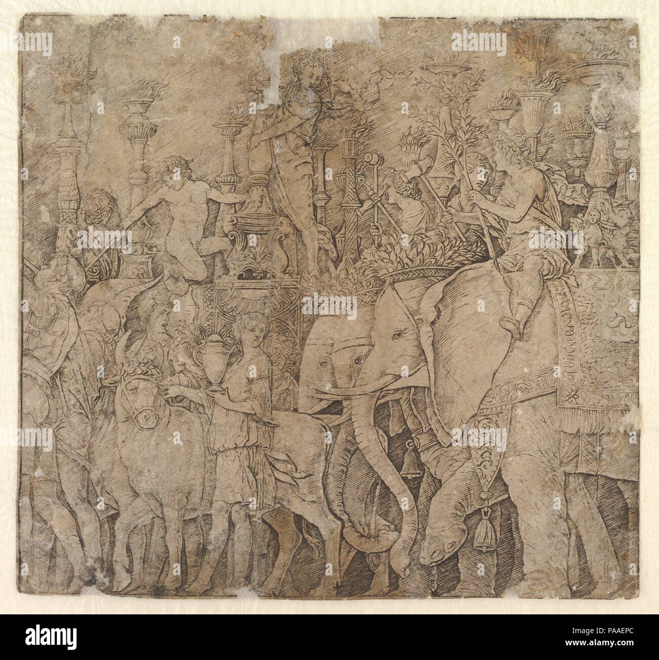 Triomphe de Jules César. Artiste : Andrea Mantegna (après l'italien, l'Isola di Carturo 1430/31-1506 Mantoue). Dimensions : hors tout : 9 9/16 x 10 1/4in. (24.3 x 26.1cm). Date : 1431-1506. Musée : Metropolitan Museum of Art, New York, USA. Banque D'Images