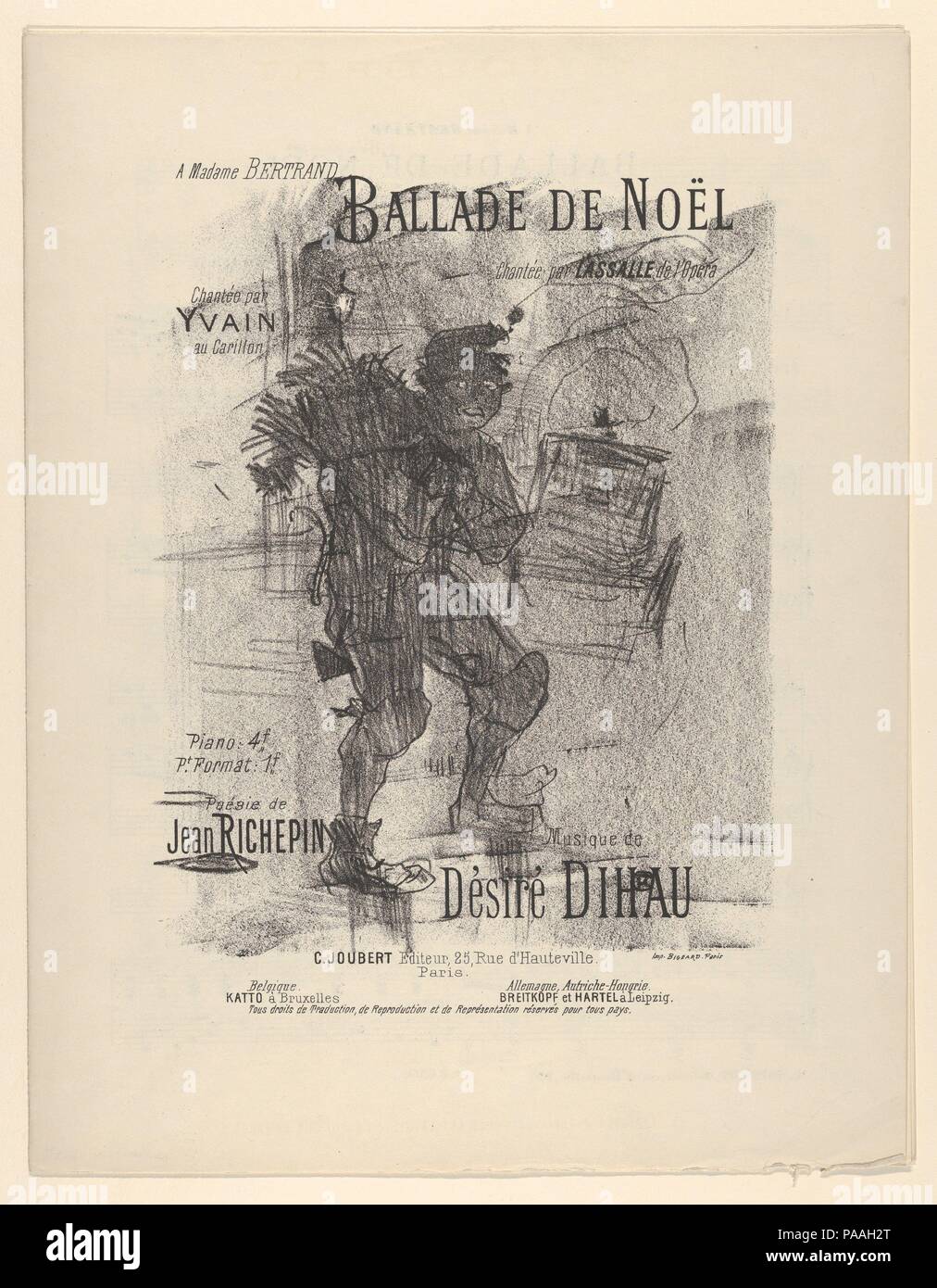 Ballade de Noël. Artiste : Henri de Toulouse-Lautrec (Français, Albi 1864-1901 Saint-André-du-Bois). Dimensions : Image : 9 3/4 × 7 11/16 in. (24,7 × 19,5 cm). Imprimante : Crevel Frères (Français). Editeur : C. Joubert (Français). Date : ca. 1895. Musée : Metropolitan Museum of Art, New York, USA. Banque D'Images