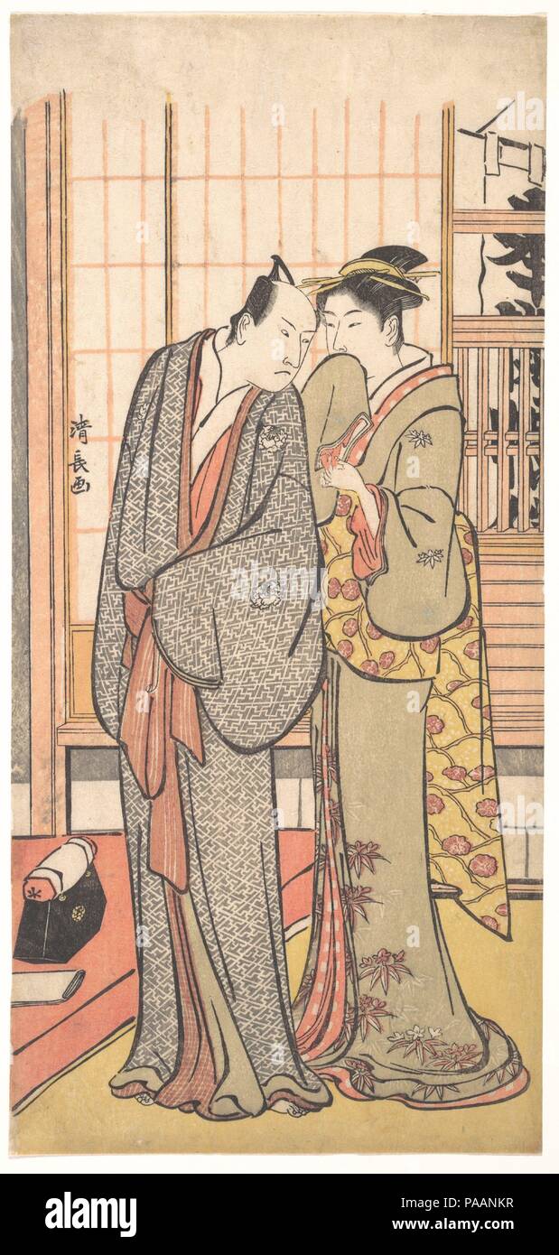 Ichikawa Yaozo III avec une dame. Artiste : Torii Kiyonaga (japonais, 1752-1815). Culture : le Japon. Dimensions : 11 3/4 x 5 7/8 in. (29,8 x 14,9 cm). Date : ca. 1785. Musée : Metropolitan Museum of Art, New York, USA. Banque D'Images