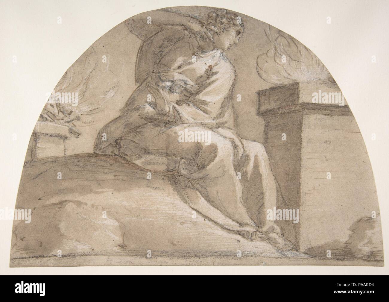Figure féminine allégorique assis. Artiste : Morazzone (Pier Francesco Mazzucchelli) (Italien, Morazzone 1573- ?1626 Piacenza). Dimensions : 6 9/16 x 9 5/16''. (16,6 x 23,7 cm). Date : 1573-1626. Musée : Metropolitan Museum of Art, New York, USA. Banque D'Images