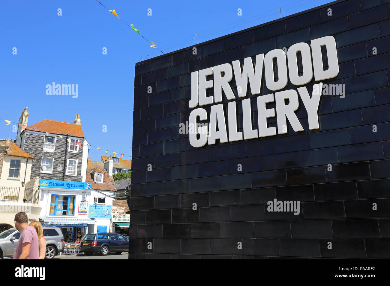 L'primé Jerwood Gallery, un musée de l'art britannique contemporain, situé sur le Stade, à Hastings, East Sussex, UK Banque D'Images