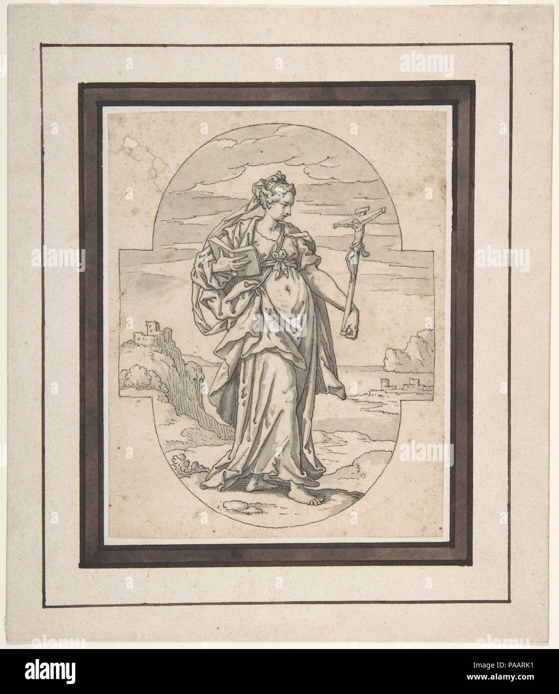 Allégorie de la Foi. Artiste : Hans Friedrich Schorer (allemand, ca. 1609-1649, (active) d'Augsbourg). Dimensions : 5 x 4 5/8 à 13/16. (14,7 x 11,7 cm). Date : 1620-49. Musée : Metropolitan Museum of Art, New York, USA. Banque D'Images