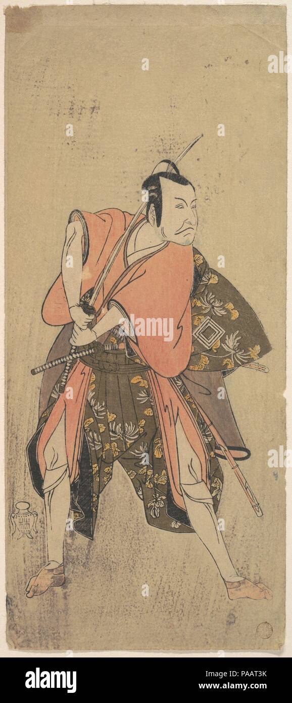 L'Acteur Ichikawa Danjuro V comme un samouraï prêt à combattre. Katsukawa Shunsho Artiste : (japonais, 1726-1792). Culture : le Japon. Dimensions : H. 12 13/16 in. (32,5 cm) ; O. 5 9/16 in. (14,1 cm). Date : ca. 1771. Musée : Metropolitan Museum of Art, New York, USA. Banque D'Images