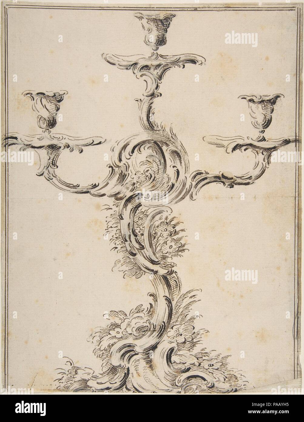 Conception pour un candélabre. Artiste : Anonymous, le français, 18e siècle. Fiche technique : Dimensions : 10 1/2 x 8 1/16 in. (26,6 x 20,5 cm). Date : le 18e siècle. Musée : Metropolitan Museum of Art, New York, USA. Banque D'Images