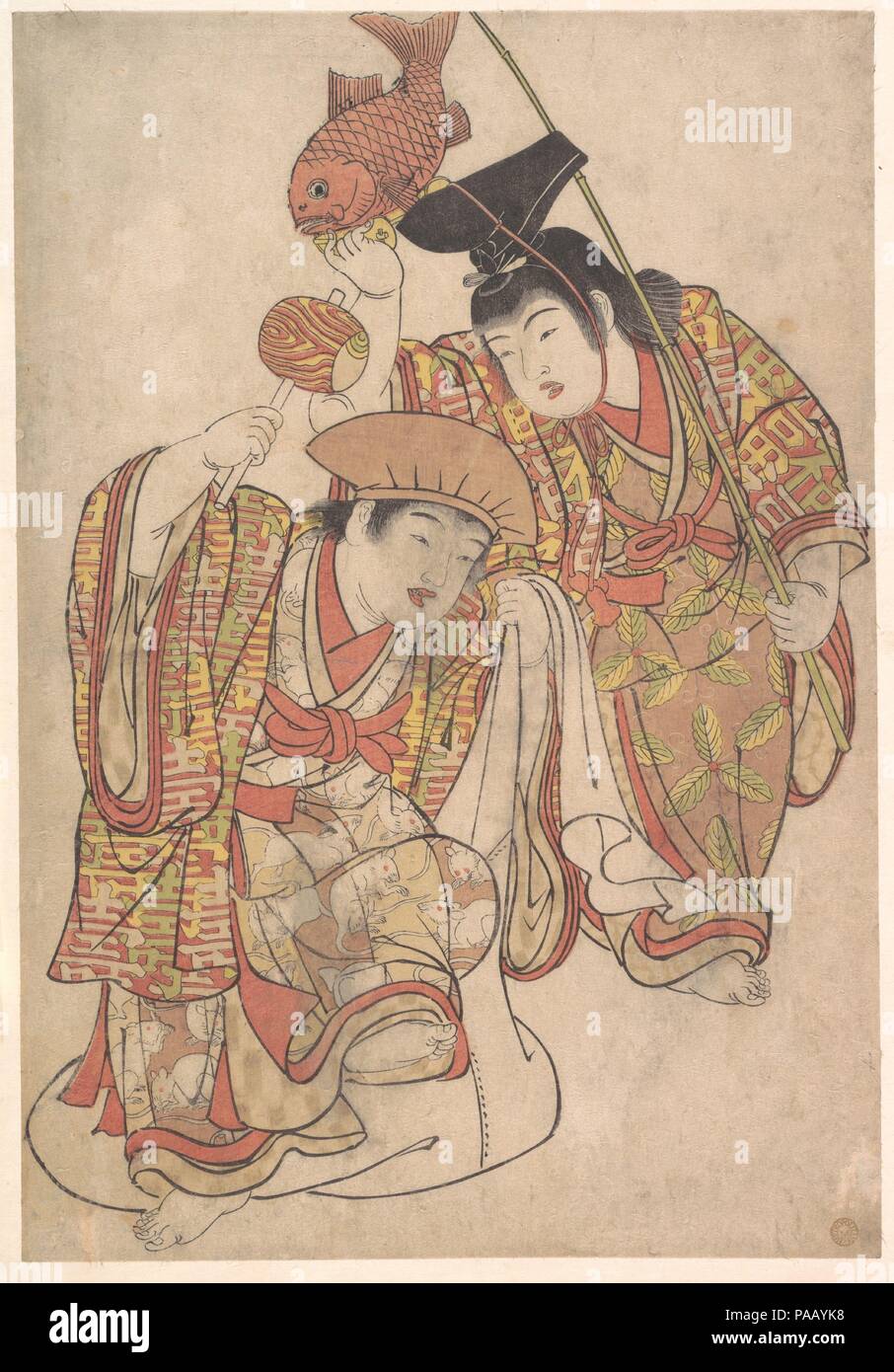 Les garçons comme Maquerading Ebisu et Daikoku. Artiste : Kitao Shigemasa (japonais, 1739-1820). Culture : le Japon. Dimensions : H. 14 9/16 in. (37 cm) ; W. 913 /16. (24,9 cm). Date : ca. 1780. Musée : Metropolitan Museum of Art, New York, USA. Banque D'Images