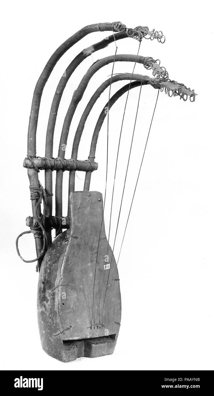 Pluriarc. Culture : des Congolais. Dimensions : 29 × 6 × 3 1/2 in. (73,7 × 15,2 × 8,9 cm). Date : fin du xixe siècle. Chaque chaîne du pluriarc a son propre bâton souple pour garder sous tension. Les cordes sont accordées par la variable de la courbure de la colle. Musée : Metropolitan Museum of Art, New York, USA. Banque D'Images