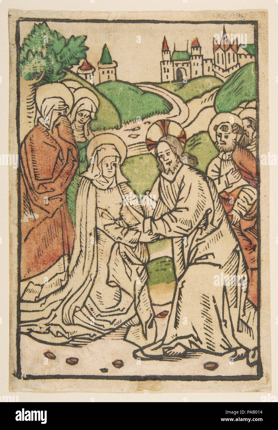 Le Christ en prenant congé de sa mère (Schr. 639). Artiste : anonyme, l'allemand, 15e siècle. Fiche technique : Dimensions : 6 3/4 x 4 13/16 in. (17,1 x 12,3 cm). Date : le 15e siècle. Musée : Metropolitan Museum of Art, New York, USA. Banque D'Images