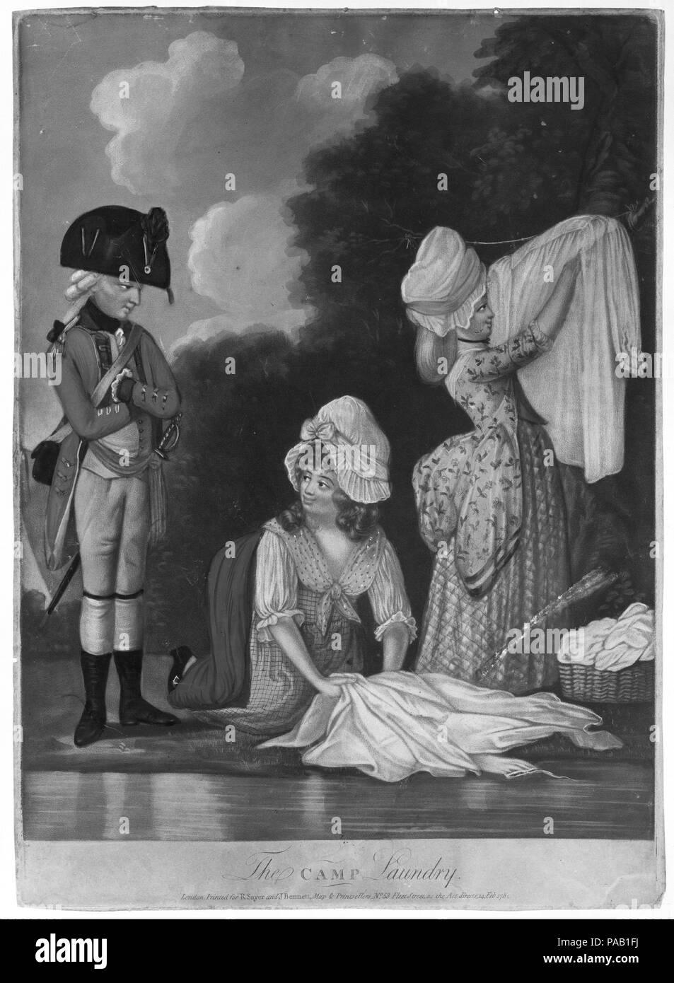 Le Camp de blanchisserie. Artiste : Anonyme, britannique, 18e siècle. Dimensions : 13 x 9 7/8 in. (33 x 25,1 cm) (image) 14 3/16 x 10 1/8 in. (36 x 25,7 cm) (feuille). Editeur : Robert Sayer (British, Sunderland 1725-1794 baignoire) ; John Bennett (britannique, actif à partir de 1760, mort 1787 Islington). Date : Février 14, 1782. Musée : Metropolitan Museum of Art, New York, USA. Banque D'Images