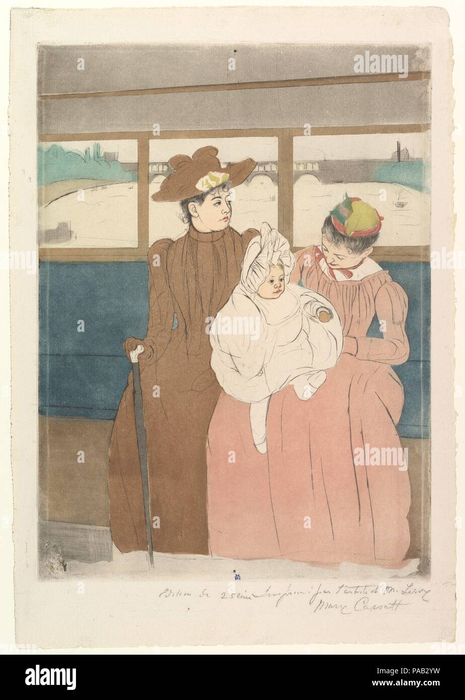 Dans l'Omnibus. Artiste : Mary Cassatt (Américain, Pittsburgh, Pennsylvanie 1844-1926 Mesnil-Théribus, Oise). Dimensions : Plateau : 14 x 10 1/2 à 5/16. (36,4 x 26,7 cm) : Feuille 15 1/16 x 11 3/4 in. (38,3 x 29,8 cm). Date : 1890-1891. Musée : Metropolitan Museum of Art, New York, USA. Banque D'Images