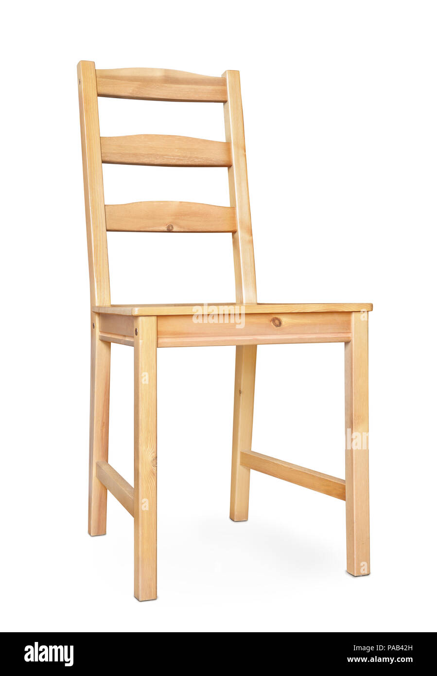 Chaise en bois non peint isolated on white Banque D'Images