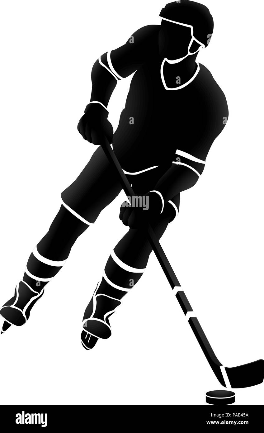Silhouette de Hockey sur Glace Illustration de Vecteur