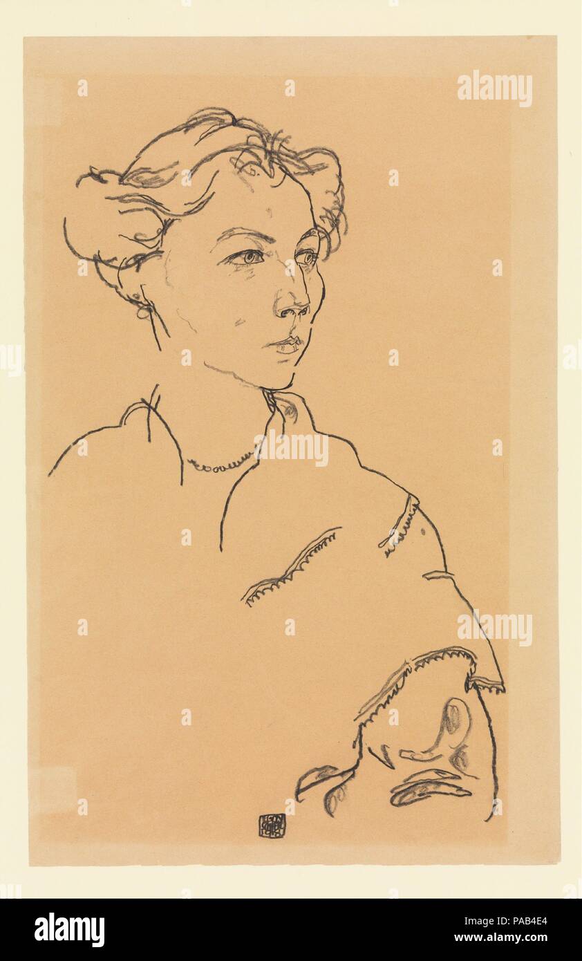 Lilly Steiner. Artiste : Egon Schiele Tulln, Autriche (Vienne 1890-1918). Dimensions : 17 3/4 x 11 3/8 in. (45,1 x 28,9 cm). Date : 1918. Musée : Metropolitan Museum of Art, New York, USA. Banque D'Images