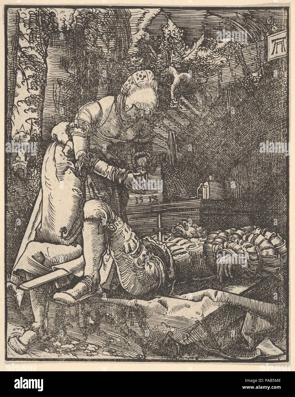 Pyramus et Thisbe. Artiste : Albrecht, Regensburg, Allemagne (ca. 1480-1538 Ratisbonne). Fiche Technique : Dimensions : 4 3/4 x 3 13/16 in. (12 × 9,7 cm). Date : 1518. Musée : Metropolitan Museum of Art, New York, USA. Banque D'Images
