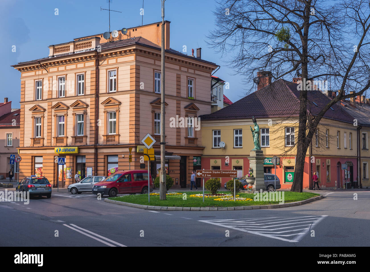La place de la ville de Cieszyn ville frontière en voïvodie de Silésie de Pologne Banque D'Images