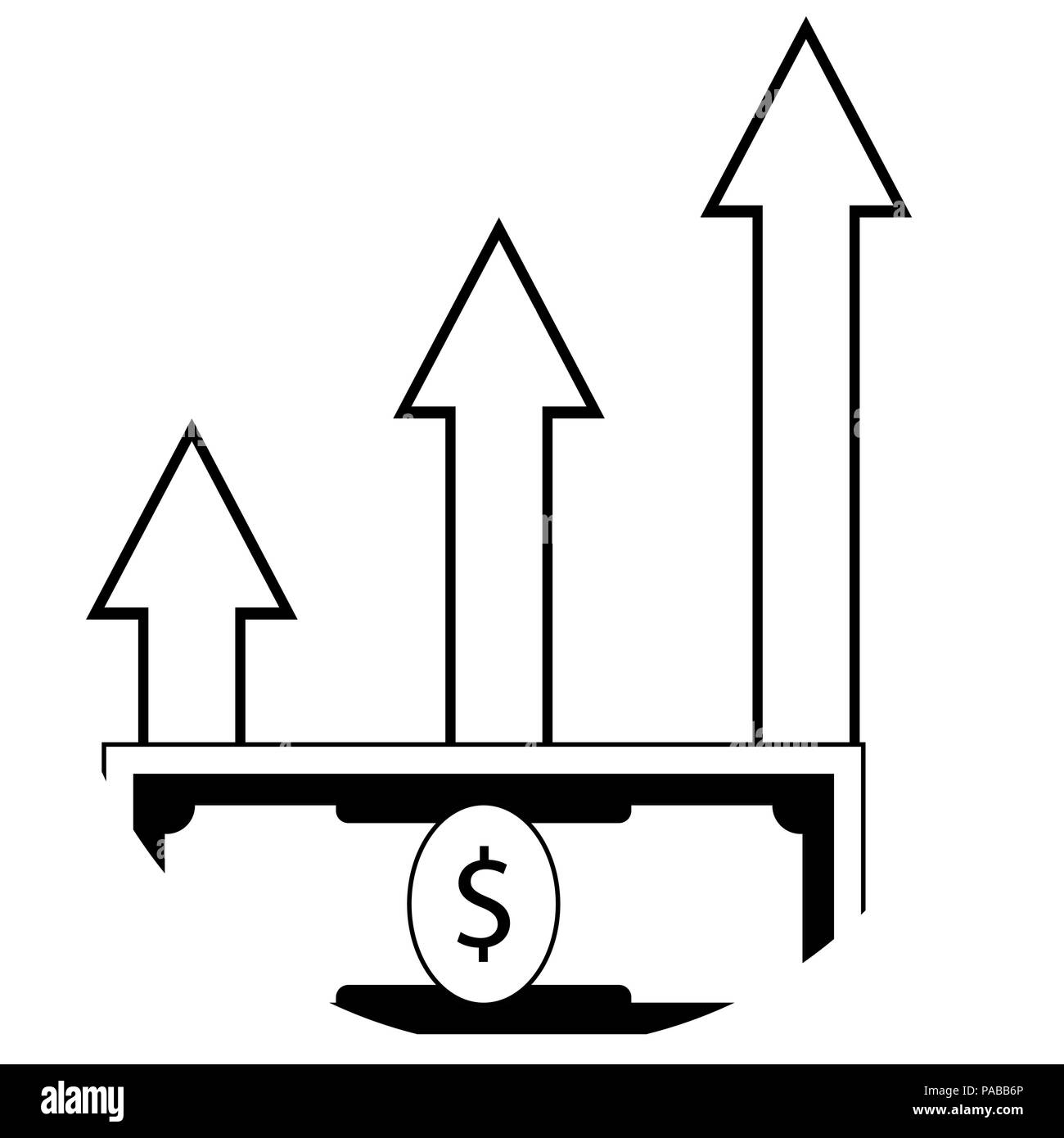 La croissance des bénéfices. L'icône de la ligne salaire augmenter. Vector illustration Illustration de Vecteur