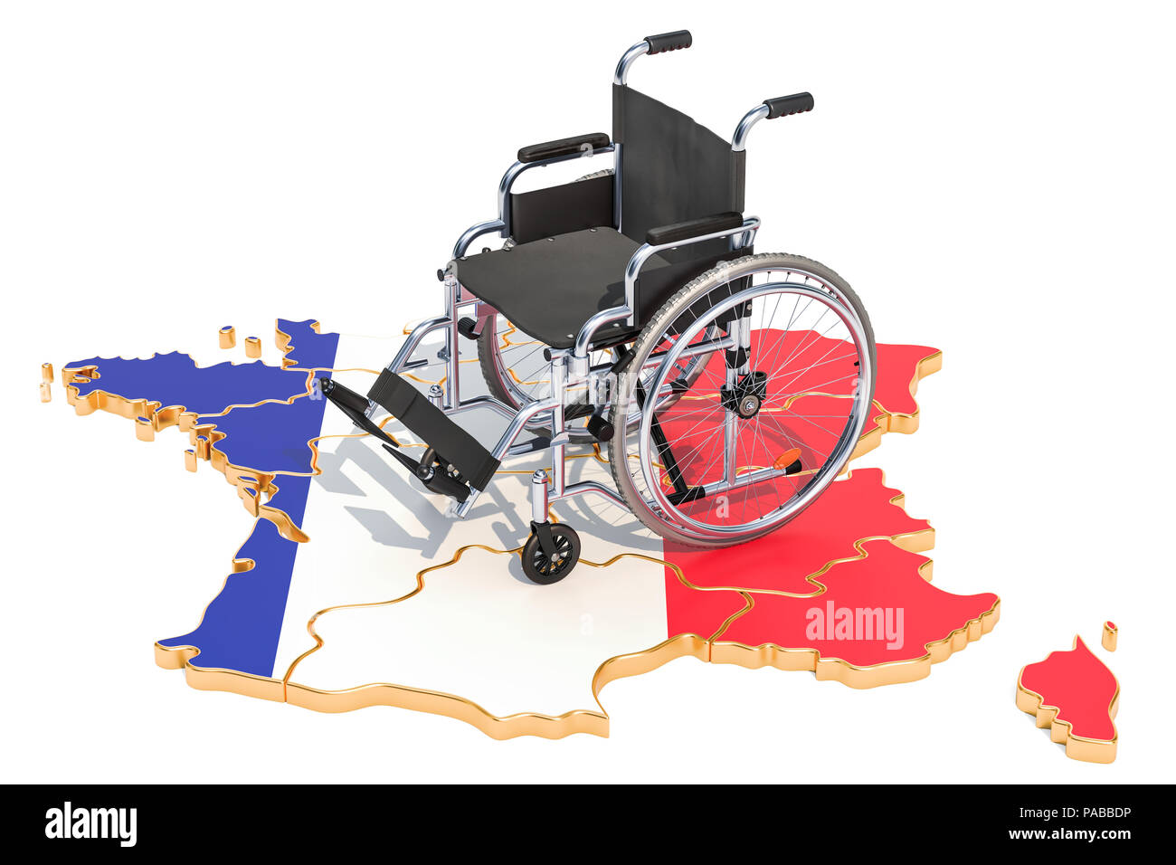 Le handicap en France, rendu 3D concept isolé sur fond blanc Banque D'Images