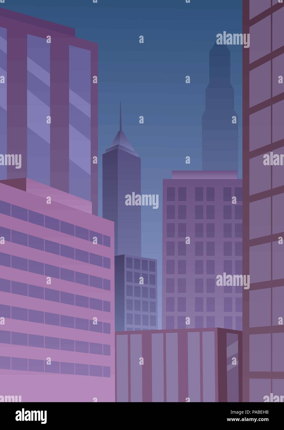 Cityscape Violet Art Déco Illustration de Vecteur