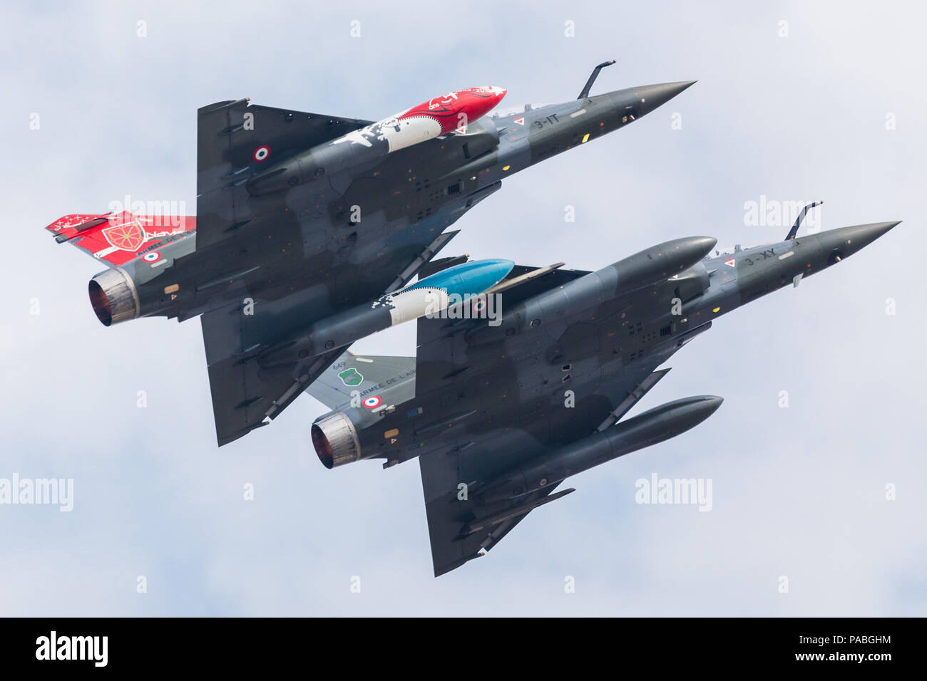 French Air Force Mirage 2000D (partie de l'équipe Delta Couteau) photographié à la 2018 Royal International Air Tattoo à Fairford de la RAF dans le Gloucestershire. Banque D'Images