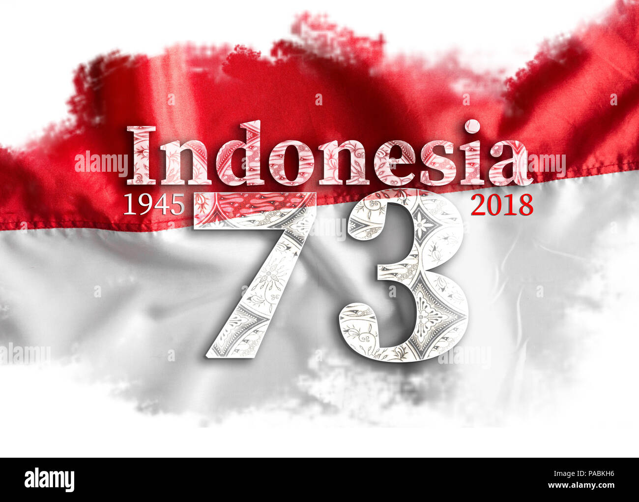 Indonesiawith le jour de l'indépendance drapeau rouge et blanc. Banque D'Images