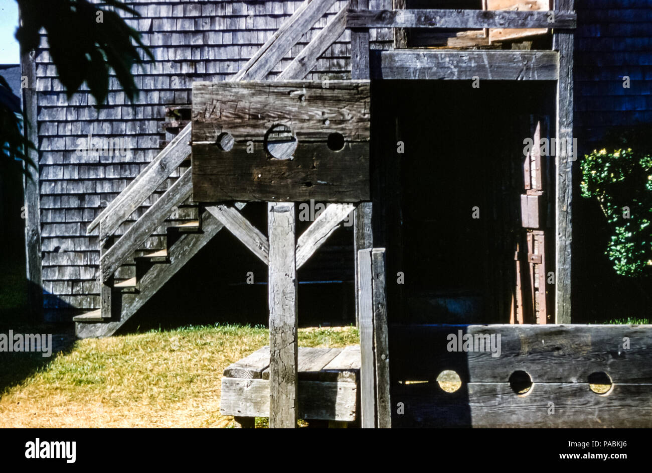 Vieux stocks à Old Goal, Vestal Street, Nantucket Island, Cape Cod, Massachusetts, États-Unis dans les années 1960 Banque D'Images