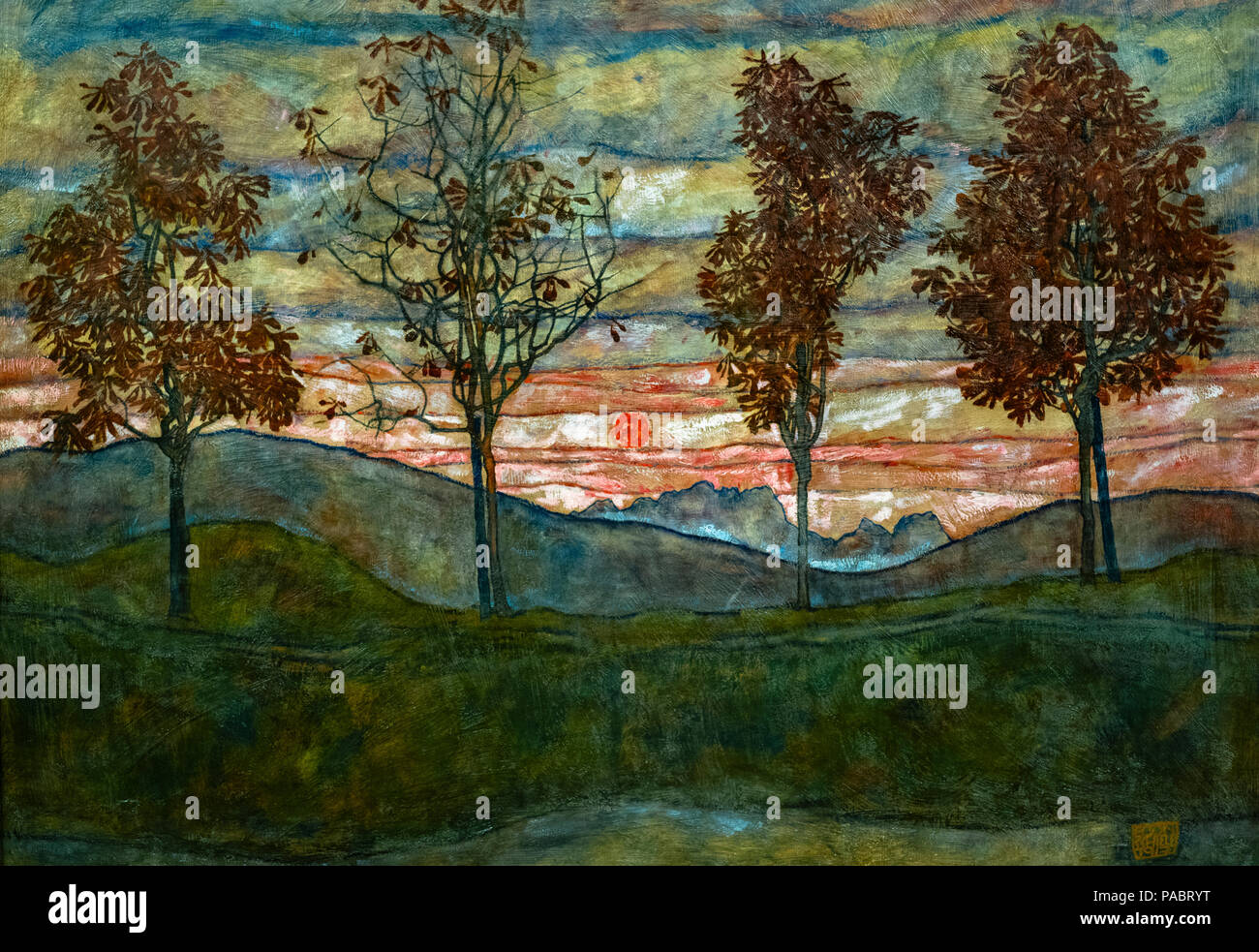 EGON SCHIELE (1890-1918) quatre arbres (1917) Palais du Belvédère supérieur Vienne Autriche Banque D'Images