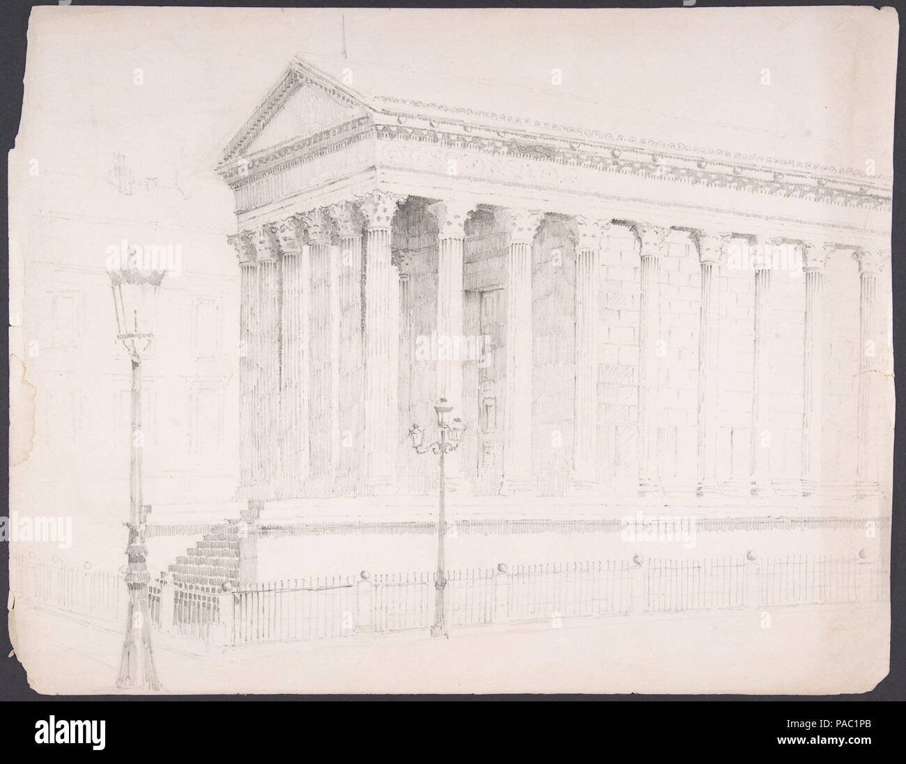 Maison Carrée, Nîmes. Artiste : Ernest Flagg (Américain, Brooklyn, New York 1857-1947). Fiche technique : Dimensions : 9 3/8 x 11 15/16 in. (23,8 x 30,4 cm). Date : ca. 1890. Musée : Metropolitan Museum of Art, New York, USA. Banque D'Images Maison Carrée, Nîmes. Artiste : Ernest Flagg (Américain, Brooklyn, New York 1857-1947). Fiche technique : Dimensions : 9 3/8 x 11 15/16 in. (23,8 x 30,4 cm). Date : ca. 1890. Musée : Metropolitan Museum of Art, New York, USA. Banque D'Images
