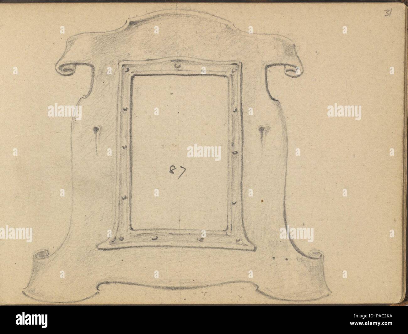 Conception pour un cartouche ou un cadre. Artiste : Edgar Simpson 499 Airport Road (britannique, 1867-1945 (présumée)). Fiche technique : Dimensions : 3 1/2 x 5 in. (8,9 x 12,7 cm). Date : 1899-1900. Musée : Metropolitan Museum of Art, New York, USA. Banque D'Images