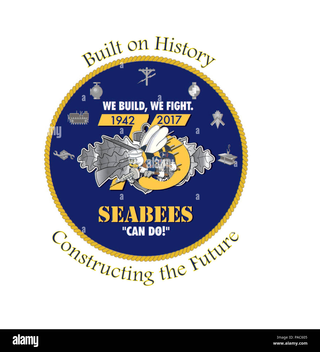 160307-N-ZZ999-110 WASHINGTON (7 mars 2016) Le logo officiel pour le 75e anniversaire des Seabees. (U.S. Graphique/marine) Parution Banque D'Images