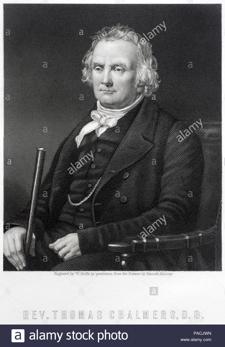 Le pasteur Thomas Chalmers 1780 - 1847, était un ministre écossais, professeur de théologie, politique, économiste et un chef de l'Église d'Écosse et de l'Église libre d'Écosse, gravure ancienne de 1884 Banque D'Images